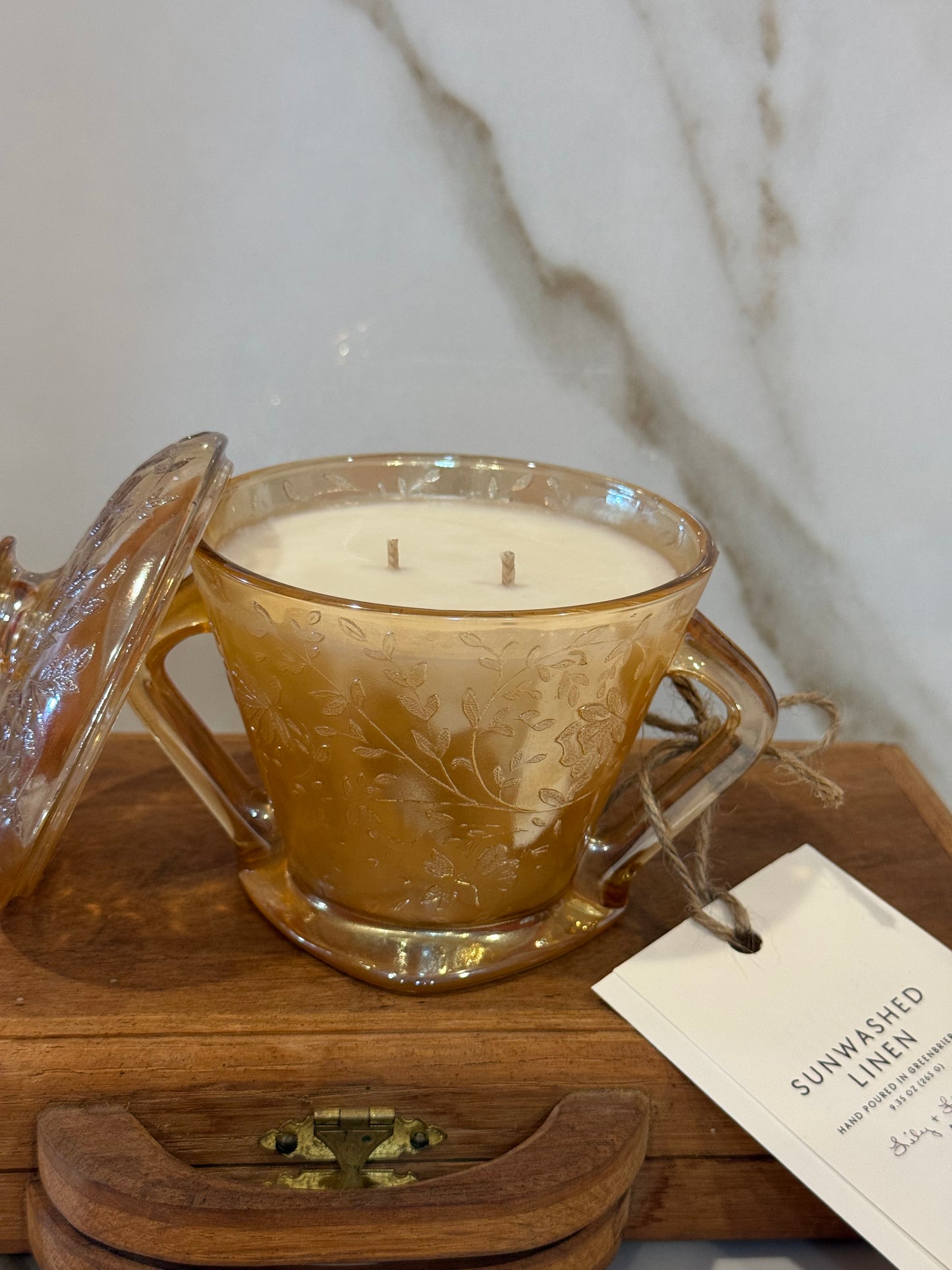 Sunwashed Linen – Vintage Glass Candle