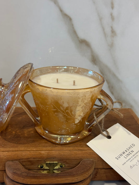 Sunwashed Linen – Vintage Glass Candle