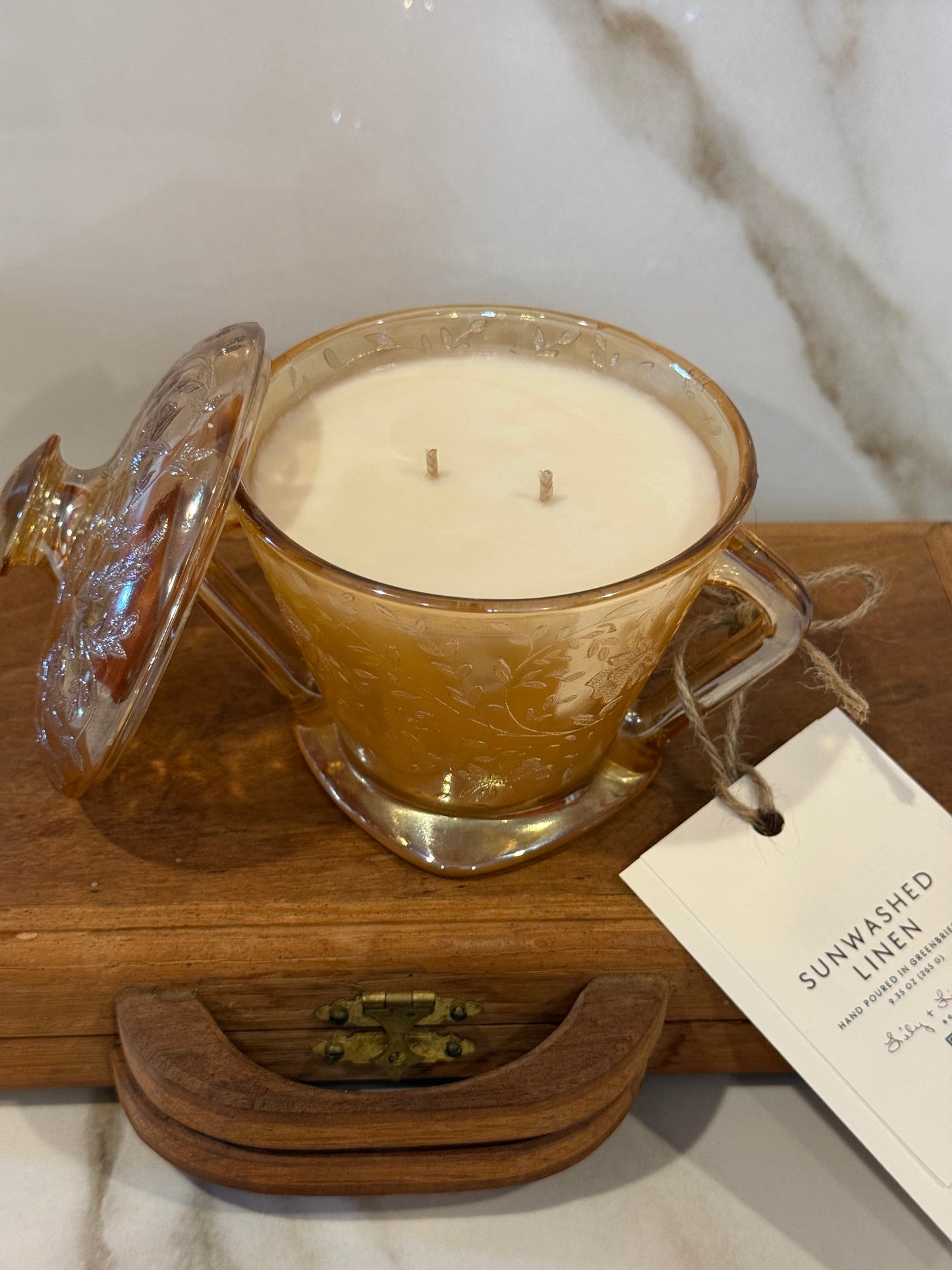 Sunwashed Linen – Vintage Glass Candle