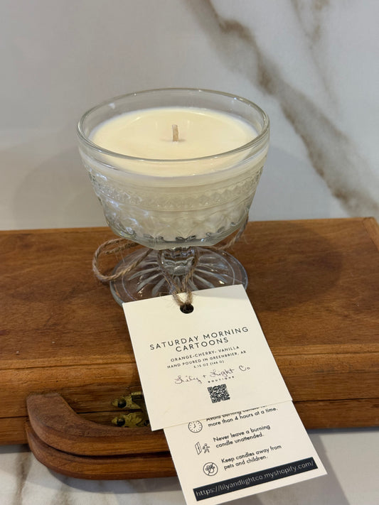 Saturday Morning Cartoons – Vintage Pedestal Glass Candle